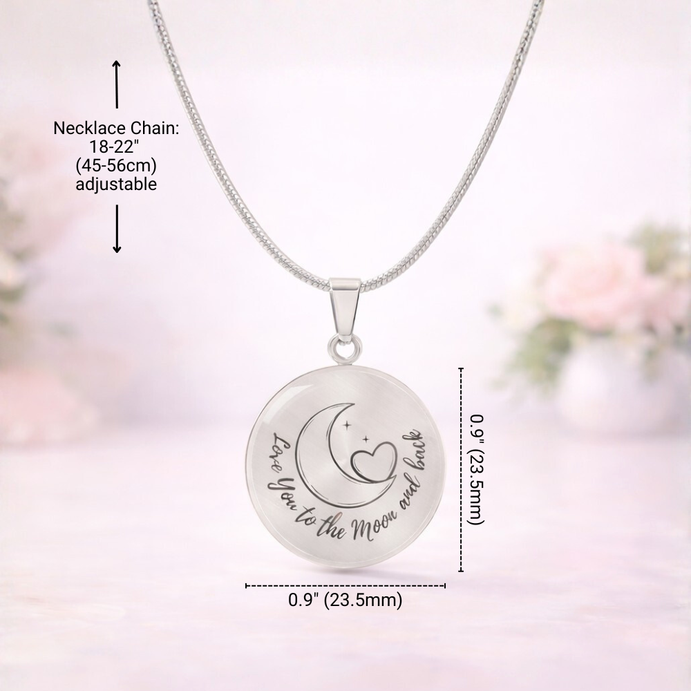 Love You to the Moon and Back Necklace – Moon & Heart Pendant Gift for Her, Romantic Anniversary Gift