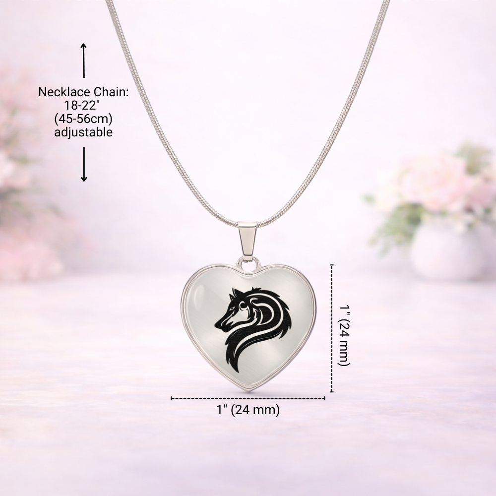 Luxury Heart Graphic Wolf Necklace – Symbol of Strength & Loyalty, Wolf Spirit Pendant, Meaningful Gift Jewelry for Her