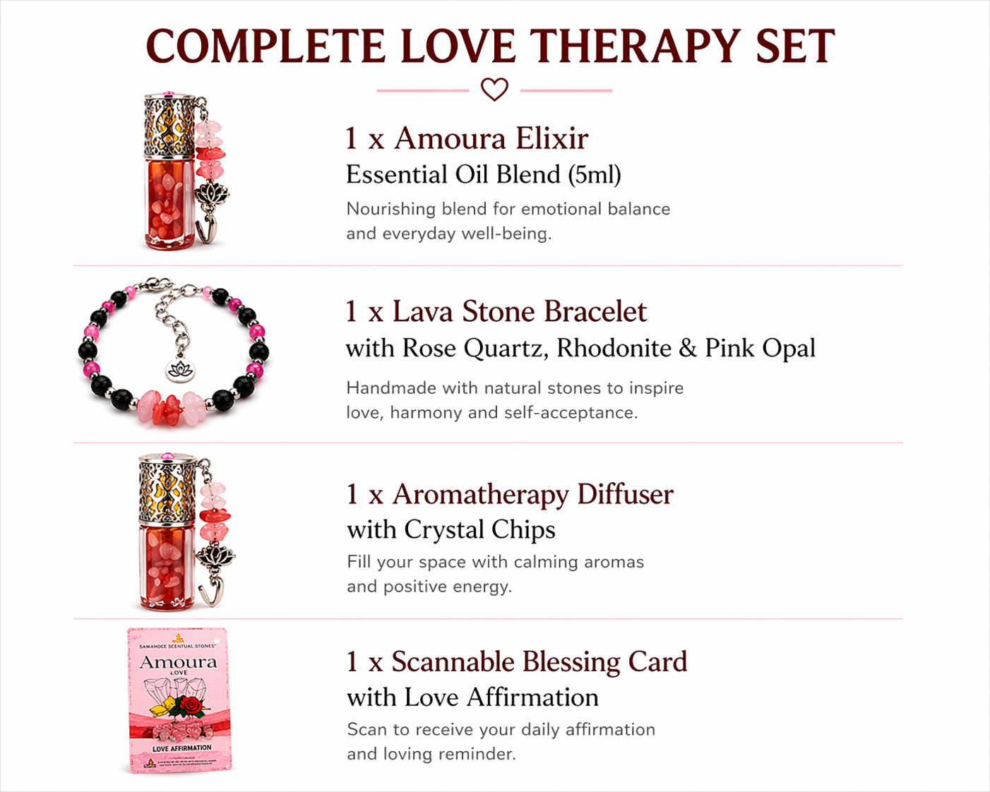 Scentual Stones Collection by Samahdee: Beaded Bracelets with Amethyst, Rose Quartz, Citrine & Organic Essential Oils for Tranquility, Love, and Prosperity - Aromatherapy Diffuser Jewelry for Men & Women