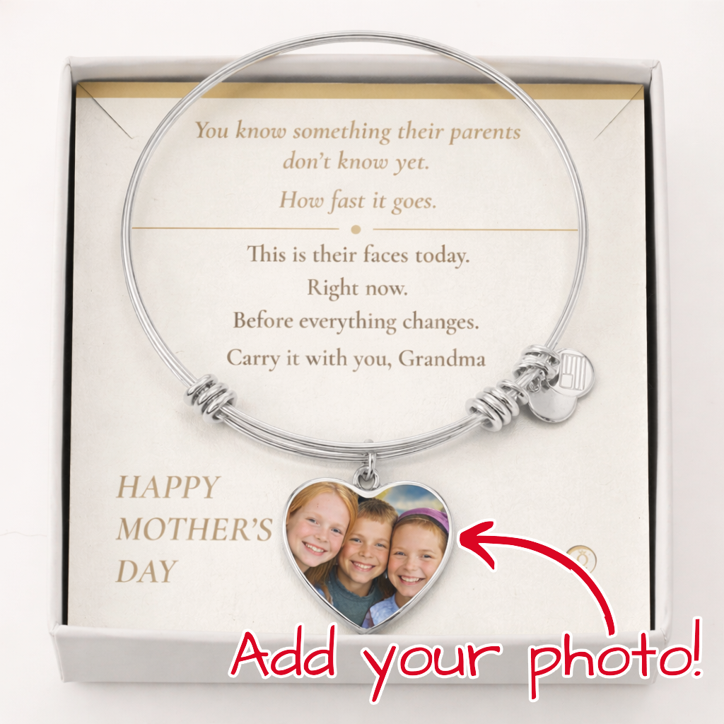 To My Mom — Heart Photo Bangle with Message Card — Mother's Day Gift — Carry It With You