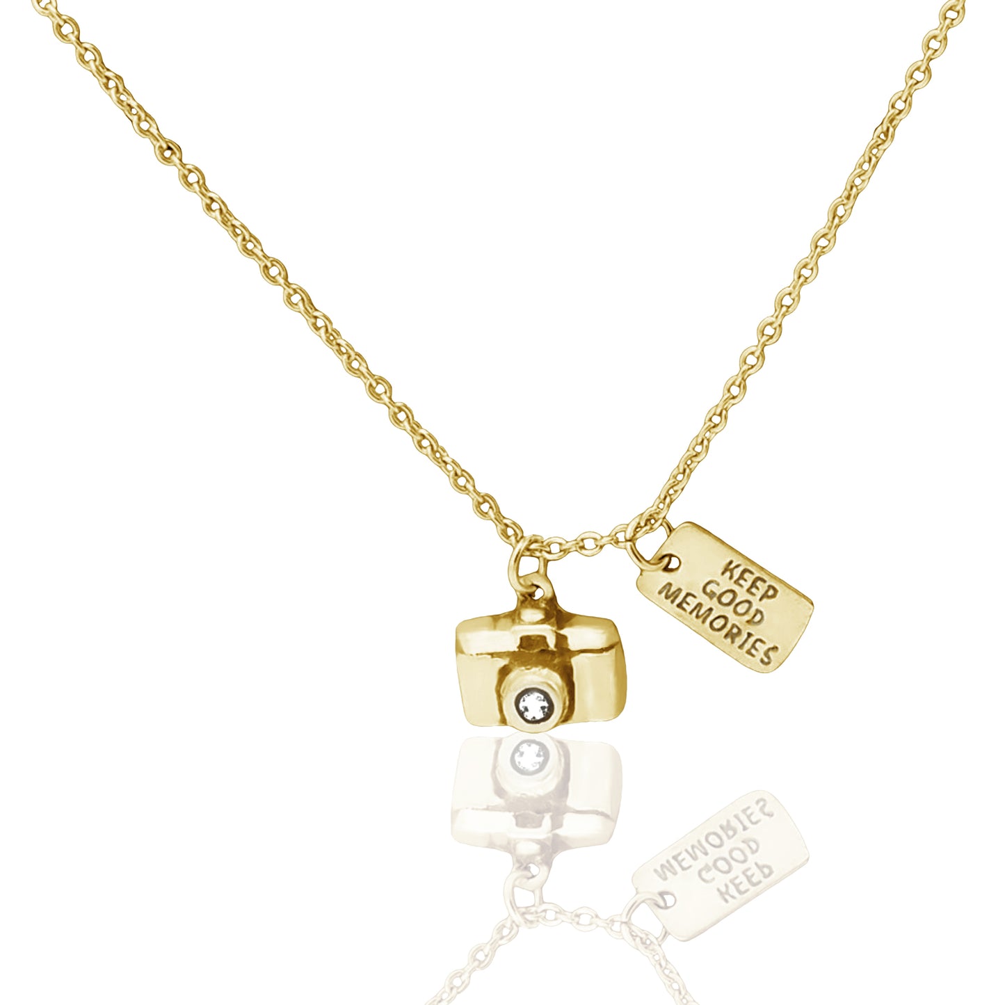 Ida Cute Camera Miniature Pendant Necklace for Women, Selfie Lovers, With Inspirational Quote Card