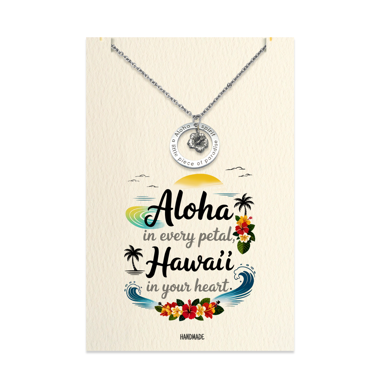 Joyfulle Malia Aloha Spirit Pendant Necklace – Hawaiian Jewelry for Women with Meaning Card, Island-Inspired Necklace Symbolizing Love, Peace & Kindness, Inspirational Gift for Her