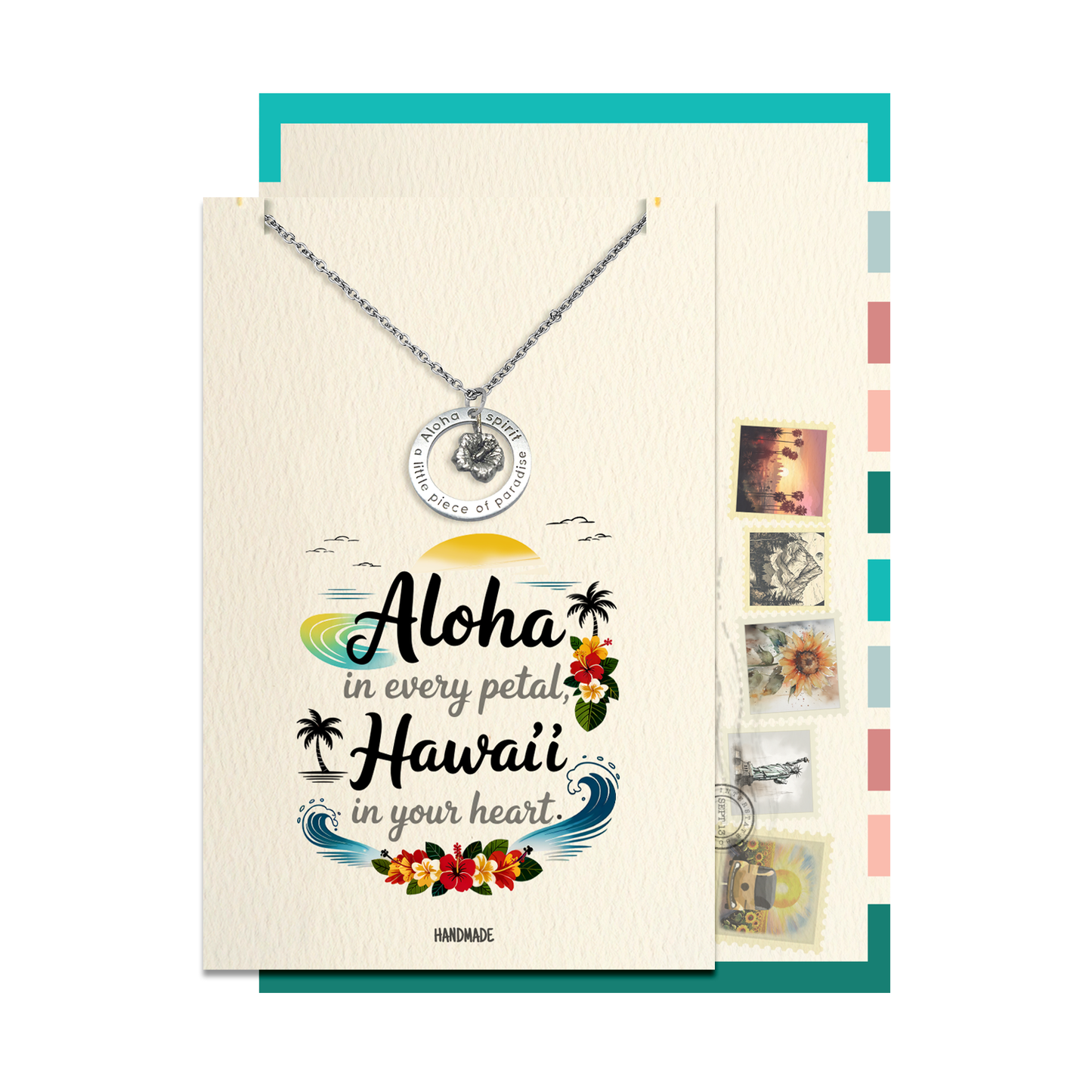 Joyfulle Malia Aloha Spirit Pendant Necklace – Hawaiian Jewelry for Women with Meaning Card, Island-Inspired Necklace Symbolizing Love, Peace & Kindness, Inspirational Gift for Her