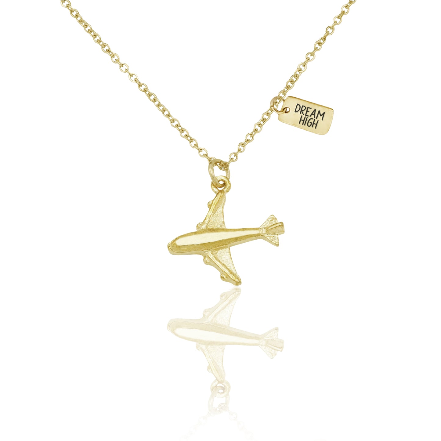 Janice She's Brave Necklace with Airplane Pendant, with Inspirational Quote