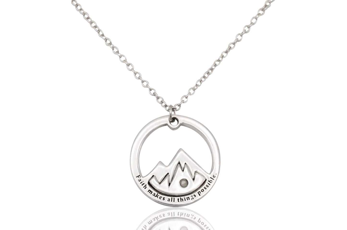 Joyfulle Faith Mountain Pendant Necklace, Religious Jewelry, Gifts for Women with Inspirational Greeting Card