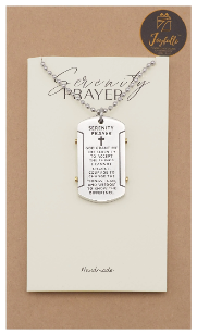 Joyfulle Simon Serenity Prayer Dog Tag Pendant Necklace, Gifts for Women with Inspirational Quote on Greeting Card