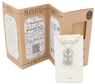 Joyfulle Simon Serenity Prayer Dog Tag Pendant Necklace, Gifts for Women with Inspirational Quote on Greeting Card