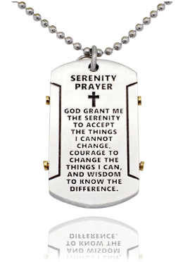 Joyfulle Simon Serenity Prayer Dog Tag Pendant Necklace, Gifts for Women with Inspirational Quote on Greeting Card