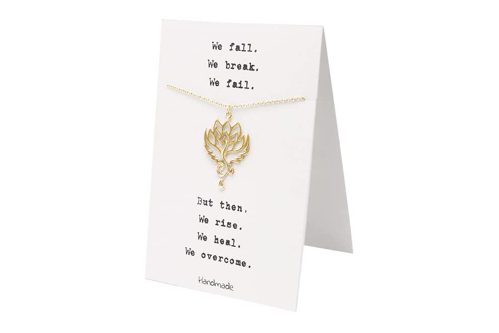 Quinnlyn & Co. Phoenix Earring, Pendant Necklace, Morse Code Bracelet Set of 2 with Inspirational Quote on Greeting Card