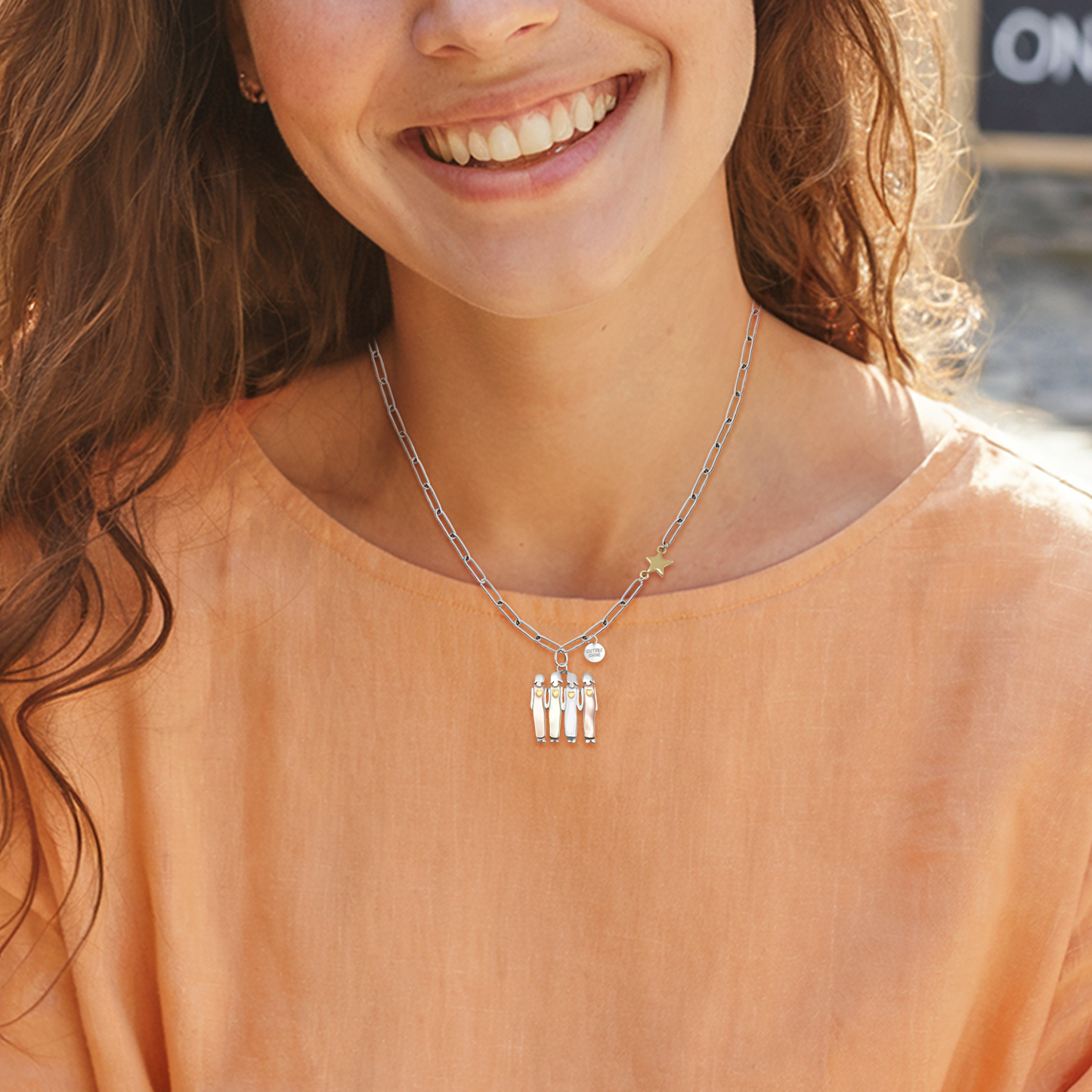 Gracyn Sisters and Star Pendant Necklace, Gifts for Best Friends with Greeting Card