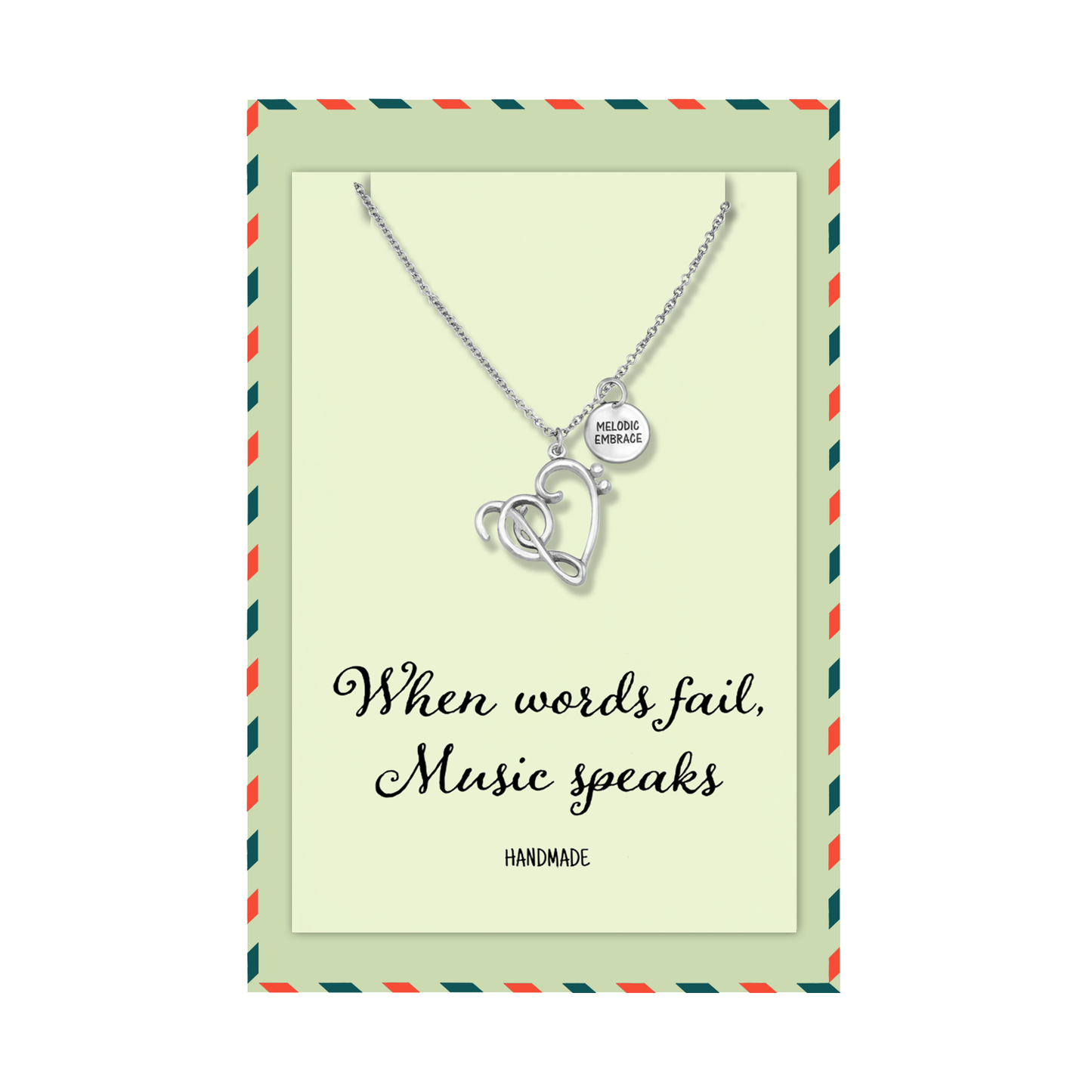 Vivienne Treble Heart Pendant Necklace Gifts for Music Lovers, Music Jewelry