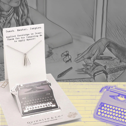 Quinnlyn & Co. 3 Bars Pendant Necklace, Teacher's Day Appreciation Gifts with Inspirational Quote on Greeting Card