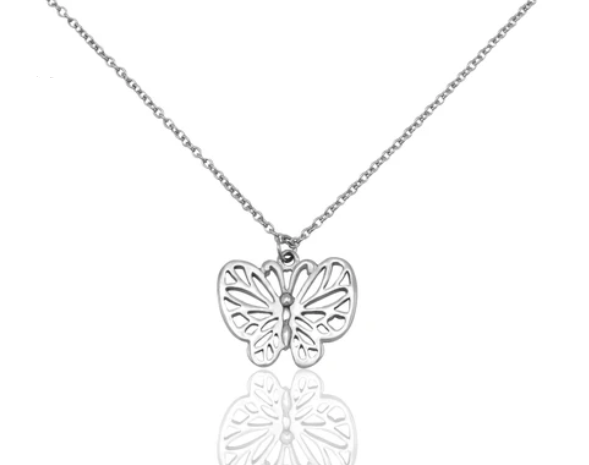 Quinnlyn & Co. Erle Butterfly Pendant Necklace, Handmade Gifts for Women with Inspirational Quote on Greeting Card