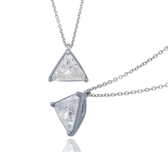Quinnlyn & Co. Gertrude Cubic Zirconia Necklace, Triangle Necklace, Handmade Gifts for Women with Inspirational Quote on Greeting Card