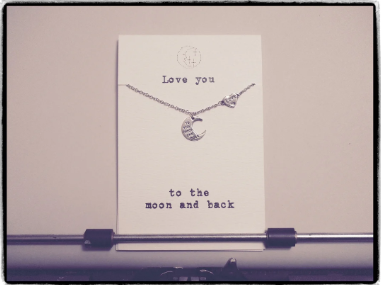 Quinnlyn & Co. Harold Engraved Heart Moon Pendant Necklace, Handmade Gifts for Women with Inspirational Quote on Greeting Card