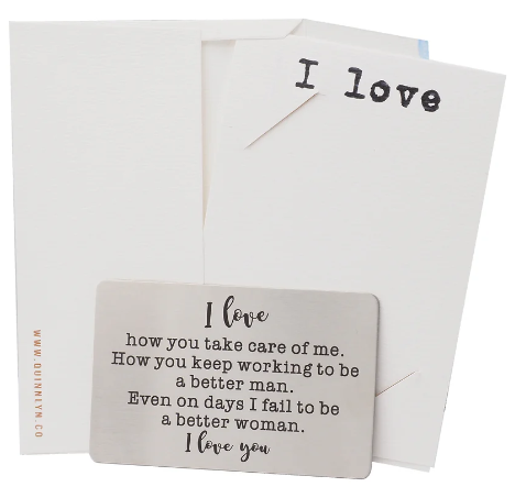 Quinnlyn & Co. I Love Wallet Card, Inspirational Gifts for Special Someone, Gifts for Men