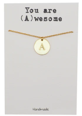 Quinnlyn & Co. Beatrix Initial A on Circle Plate Pendant Necklace, Letter Necklace, Birthday Gifts for Women …