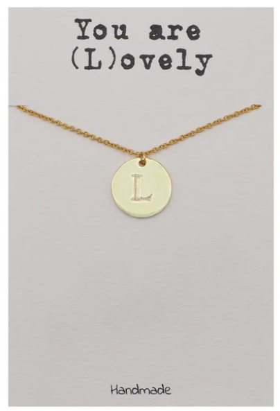 Quinnlyn & Co. Beatrix Initial L on Circle Plate Pendant Necklace, Letter Necklace, Birthday Gifts for Women …