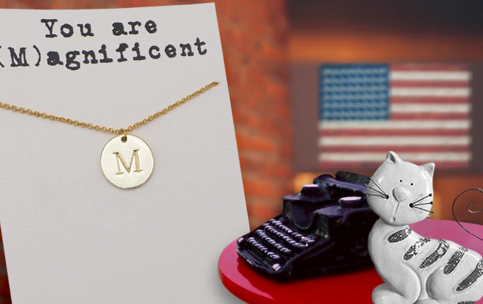 Quinnlyn & Co. Beatrix Initial M on Circle Plate Pendant Necklace, Letter Necklace, Birthday Gifts for Women …