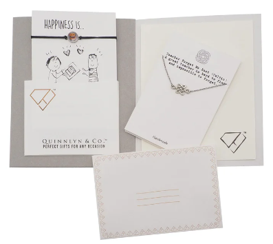 Quinnlyn & Co. Dean Teacher Forget me Knot Teacher Pendant Necklace, Teacher's Day Appreciation Gifts with Inspirational Quote on Greeting Card