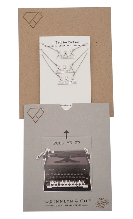 Quinnlyn & Co. Jackie Tribe Triangle Necklaces with Lab-Created Opal Pendants, Handmade Gifts for Women with Inspirational Quote on Greeting Card, Set of 3