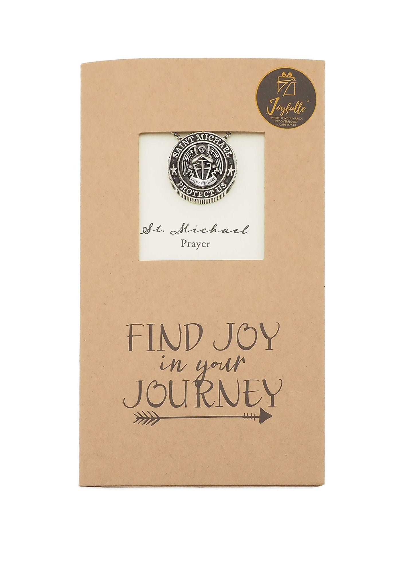 Joyfulle Uriel Guardian Angel ans St Michael Coin Pendant Necklace, Handmade Gifts for Women, Religious Jewelry with Prayer Greeting Card