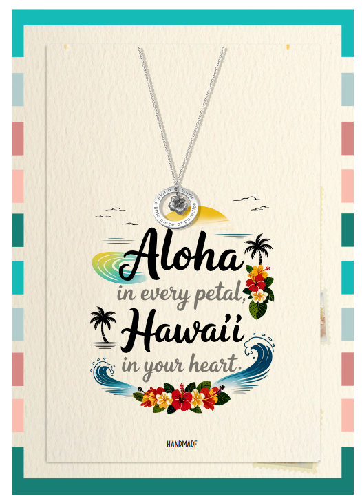 Joyfulle Malia Aloha Spirit Pendant Necklace – Hawaiian Jewelry for Women with Meaning Card, Island-Inspired Necklace Symbolizing Love, Peace & Kindness, Inspirational Gift for Her