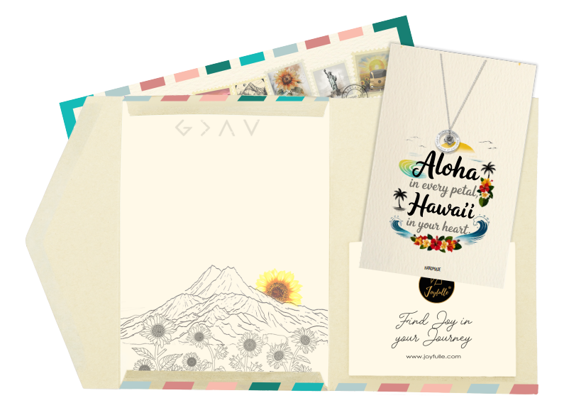 Joyfulle Malia Aloha Spirit Pendant Necklace – Hawaiian Jewelry for Women with Meaning Card, Island-Inspired Necklace Symbolizing Love, Peace & Kindness, Inspirational Gift for Her