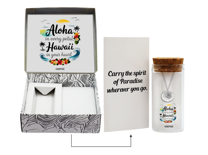 Joyfulle Malia Aloha Spirit Pendant Necklace – Hawaiian Jewelry for Women with Meaning Card, Island-Inspired Necklace Symbolizing Love, Peace & Kindness, Inspirational Gift for Her