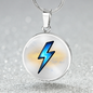 Lightning Bolt Thunder Necklace – Luxury Graphic Circle Pendant, Flash Thunderbolt Charm, Strength & Power Necklace for Her