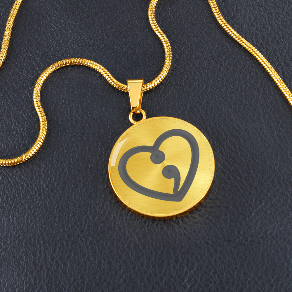 Semicolon Heart Necklace – Mental Health Awareness Jewelry | “Her Story Isn't Over Yet” Inspirational Gift