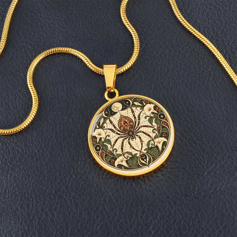 Moonlit Spider Necklace | Art Nouveau Celestial Pendant