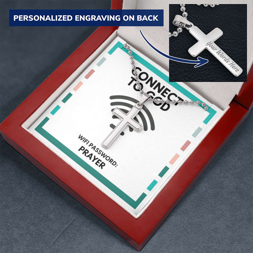 Personalized cross necklace engraved with name or message