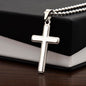 Polished stainless steel cross with fine artisan detailing