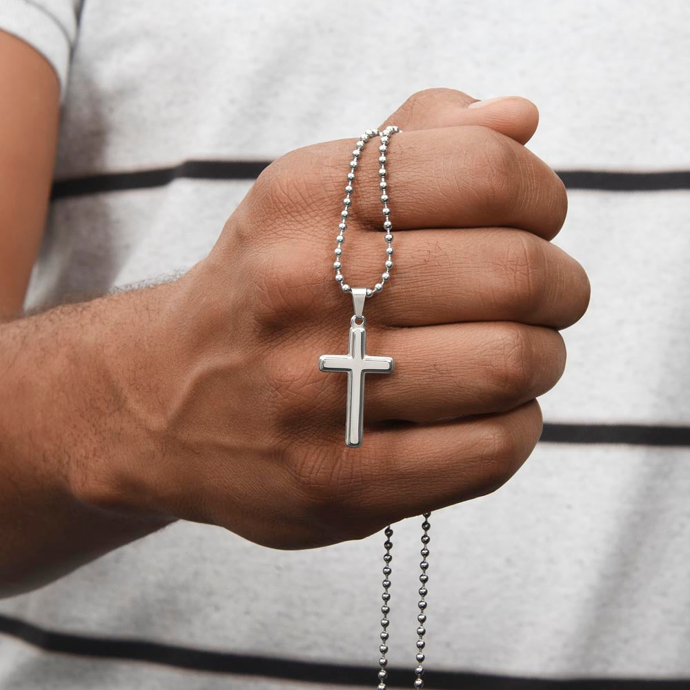 "If You Have Time to Worry, You Have Time to Pray" – Artisan-Crafted Cross Necklace with Ball Chain