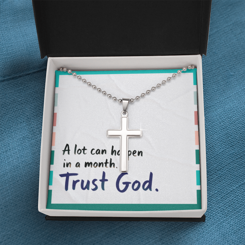 “Trust God” Artisan Cross Necklace – Faith Over Fear