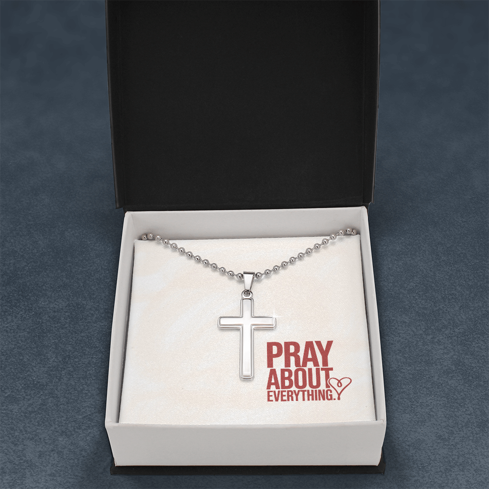 “Pray About Everything” Artisan-Crafted Cross Necklace with Ball Chain – A Reminder of Faith and Peace