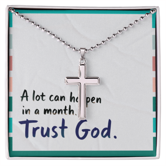 “Trust God” Artisan Cross Necklace – Faith Over Fear