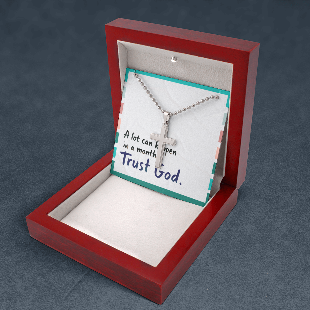 “Trust God” Artisan Cross Necklace – Faith Over Fear
