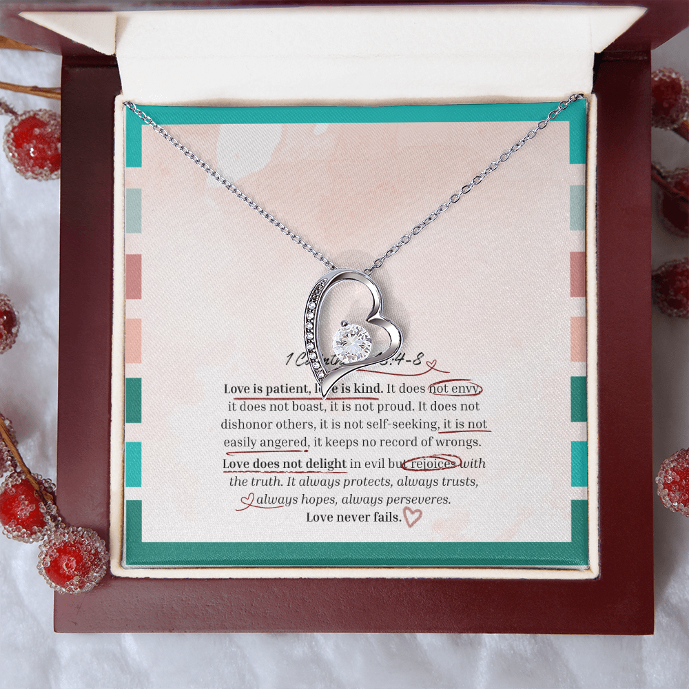 "Love Never Fails" 1 Corinthians 13:4–8 Love Forever Necklace