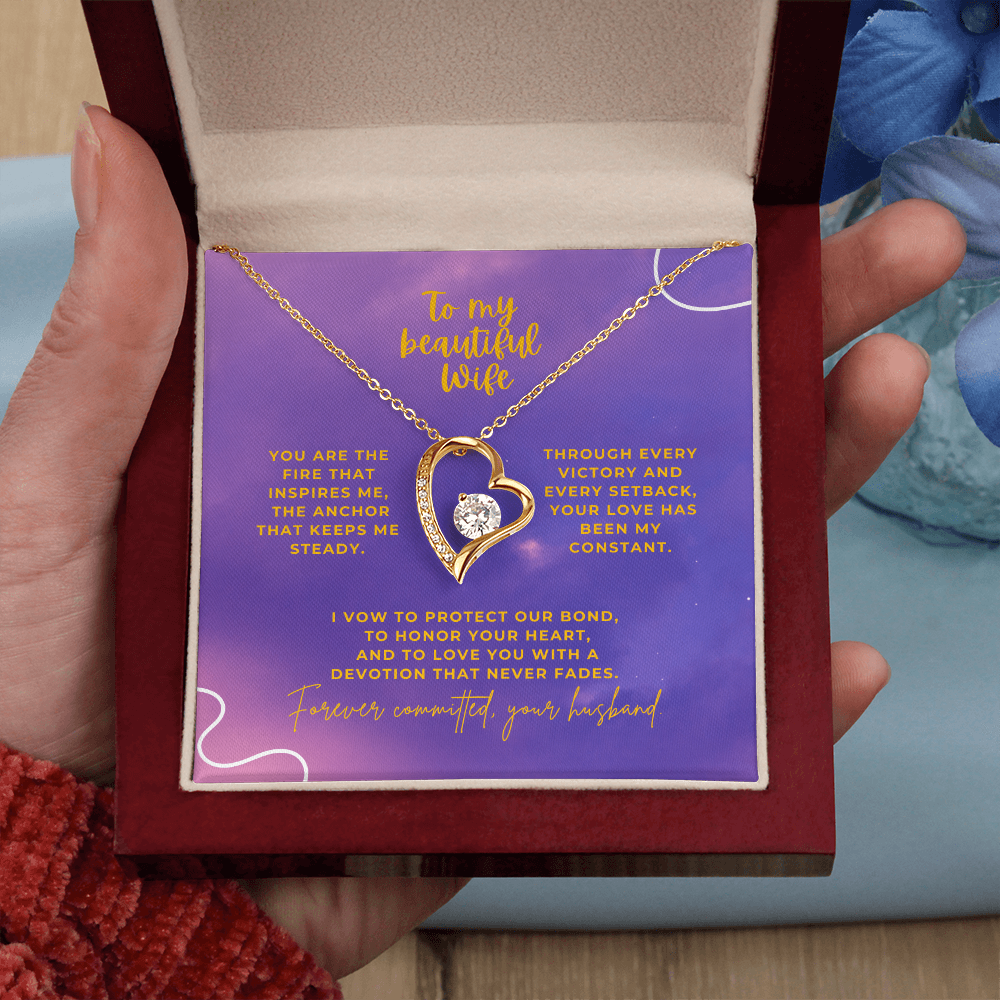 To My Beautiful Wife – Forever Committed Forever Love Necklace