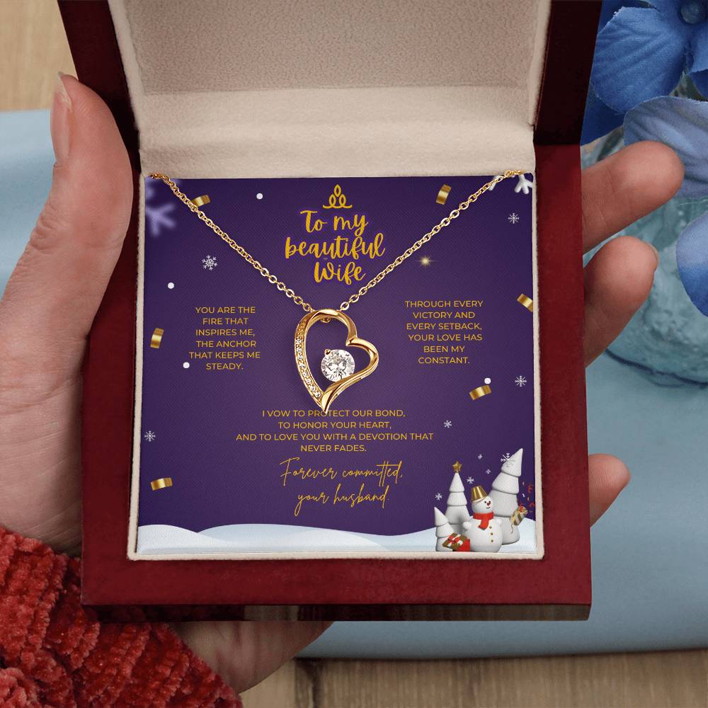 To My Beautiful Wife – Christmas Forever Love Necklace (Holiday Edition)