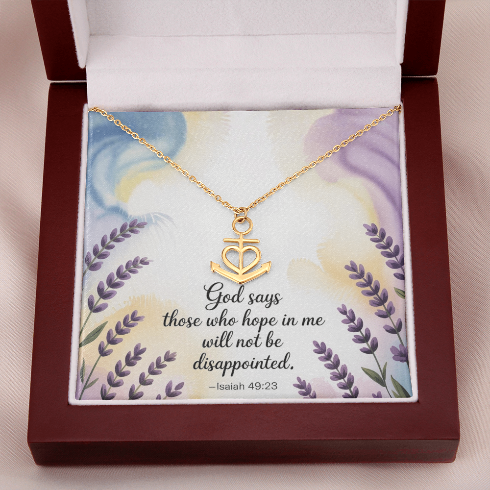 Those Who Hope in Me - Isaiah 49:23 Anchor Pendant Necklace, Faith Jewelry Gift of Strength & Steadfast Hope