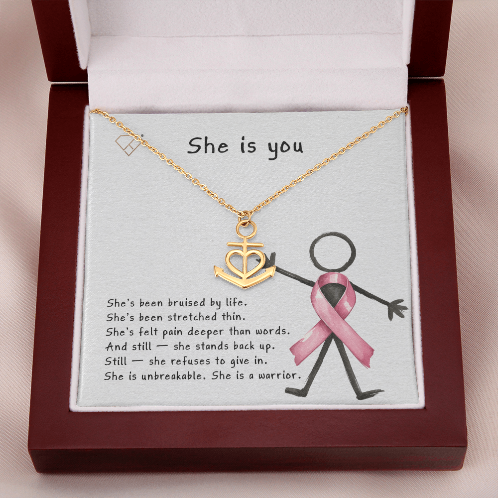 Anchor & Heart Necklace for Strong Women | Breast Cancer Awareness Gift | Warrior Mom Jewelry | Strength & Courage Pendant