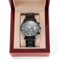 Christian Black Chronograph Watch – “You Are Never Alone” | Personalized Engraved Men's Faith Gift