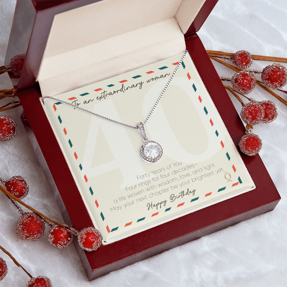 Eternal Hope Necklace for 40th Birthday | 40 Years of You Gift | Milestone Birthday Jewelry for Women | Elegant CZ Pendant Necklace