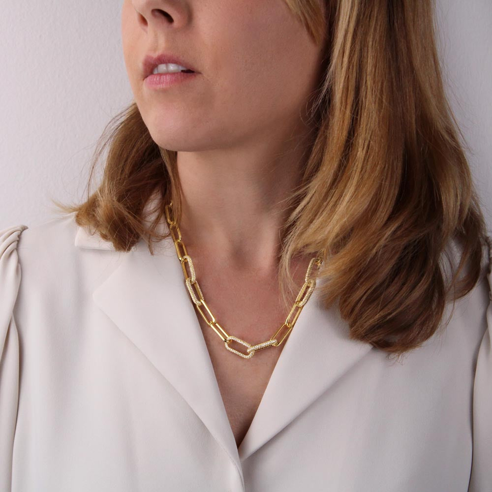 CZ Paperclip Chain | Christmas Gift for Friend | Elegant Sparkle Necklace | Holiday Jewelry for Best Friend | Luxury Christmas Gift for Her