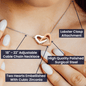 Quan Jewelry Lovina Heart-to-Heart Necklace: Delicate Interlocking Hearts Pendant (No MC)