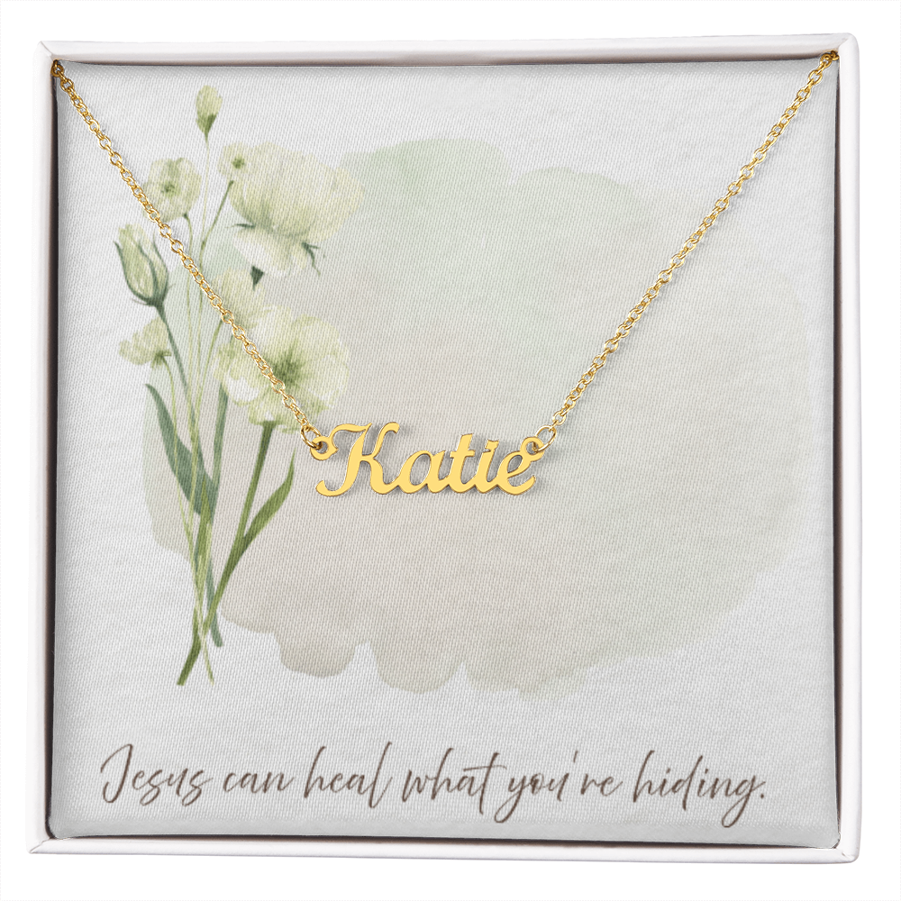 “Jesus Can Heal What You're Hiding” – Faith Message Necklace