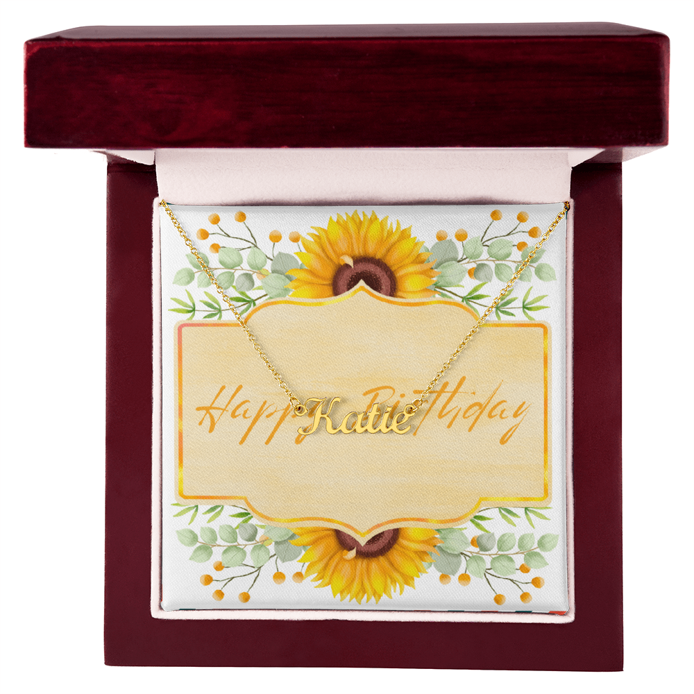 Sunflower Birthday Name Necklace – Personalized Gift for Her